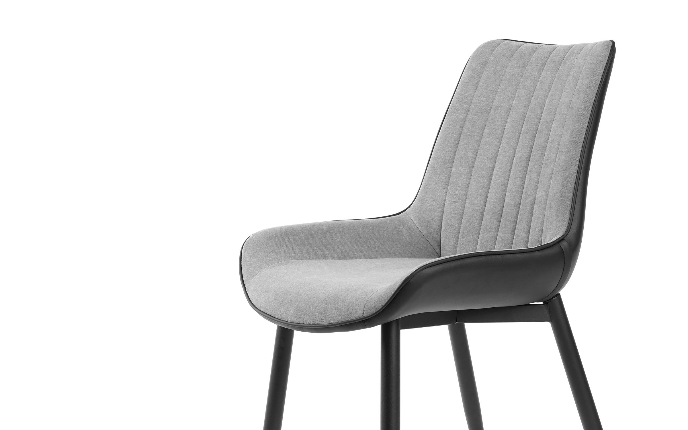 Scaun de masa Neoron, gri deschis + piele neagra  5